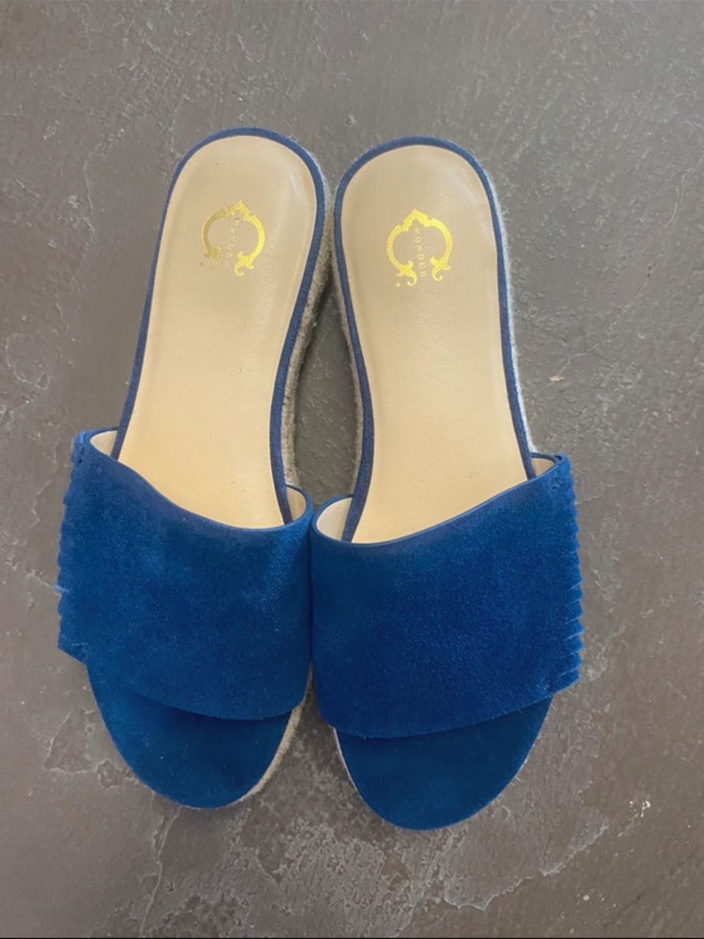 Blue Suede Slide Mules - Elegant Women's Slip-On